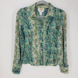 Talbots Vintage Y2K Snakeskin Silk Button Down Shirt Top